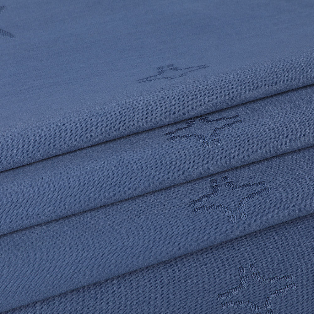 Jacquard överföring stickad mjuk hudvänligt merceriserat andningsstyg Jacquard överföring stickad mjuk hudvänligt merceriserat andningsstyg